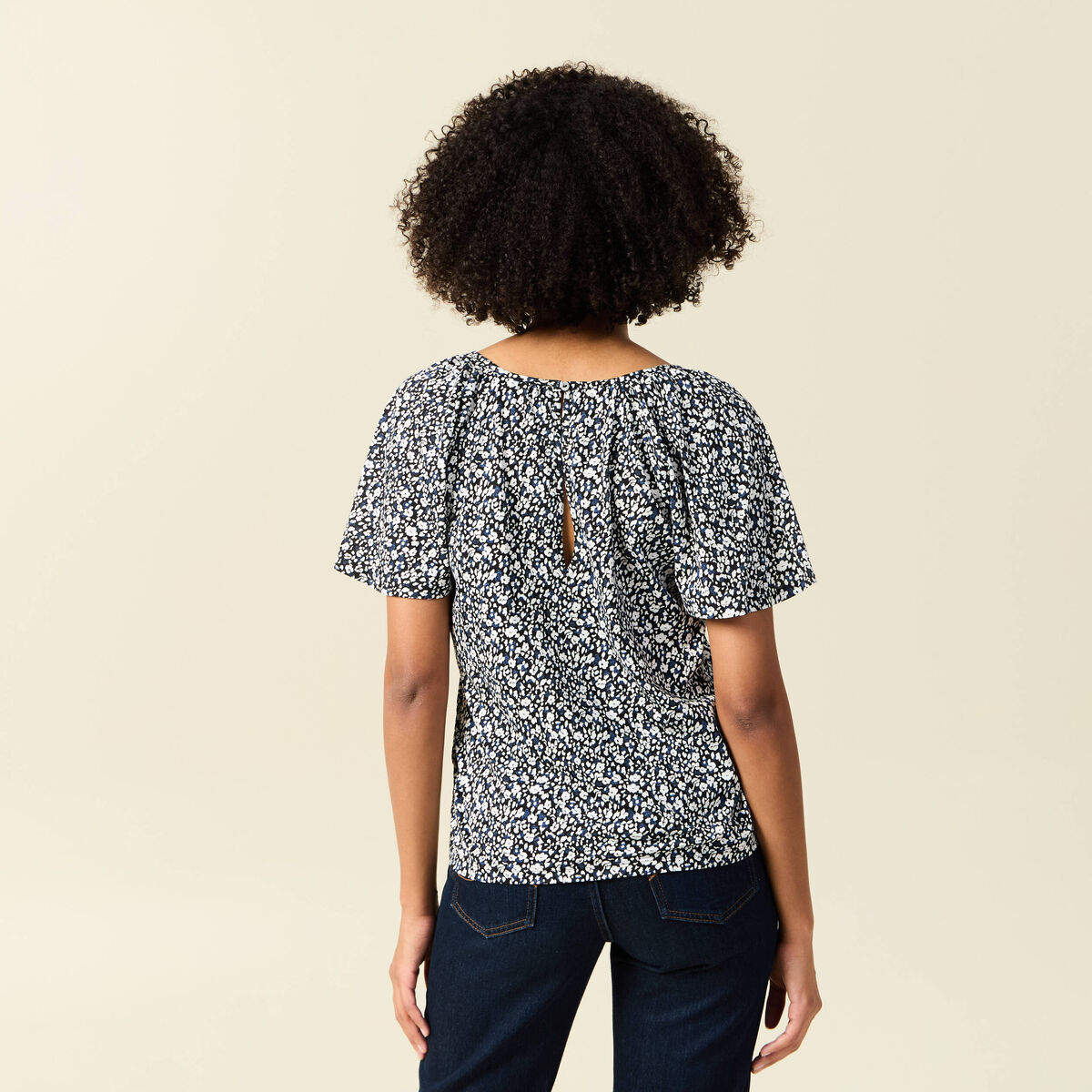 T-shirt manches courtes bleu femme