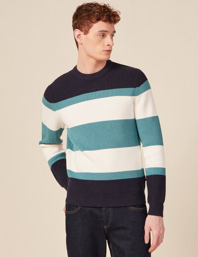 Pull éco-responsable bleu pétrole homme