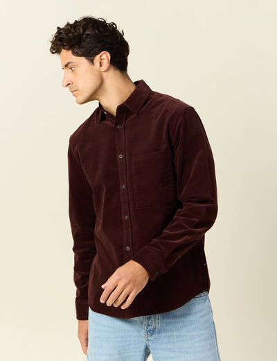 Chemise manches longues bordeaux homme