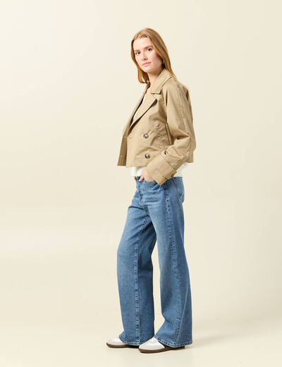 Trench court fluide beige femme