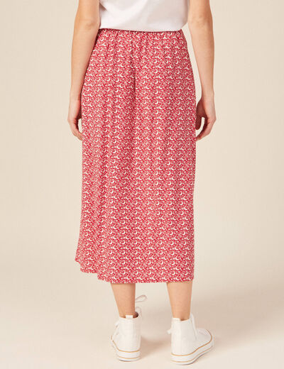 Jupe midi évasée rouge femme