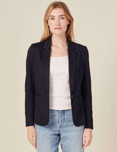 Veste blazer droite bleu foncé femme