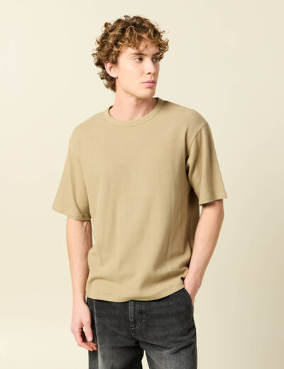 T-shirt ample en coton manches courtes beige fonce homme