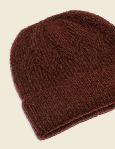Bonnet marron cognac femme