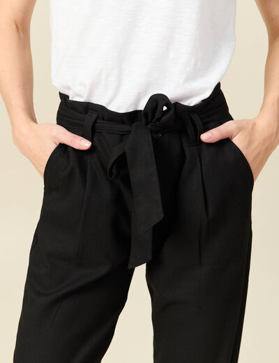 Pantalon paperbag noir femme
