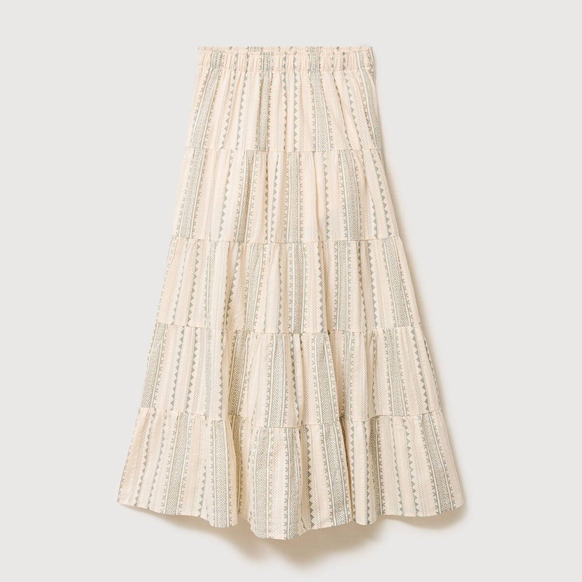 Jupe longue &eacute;vas&eacute;e doubl&eacute;e en coton vert clair femme