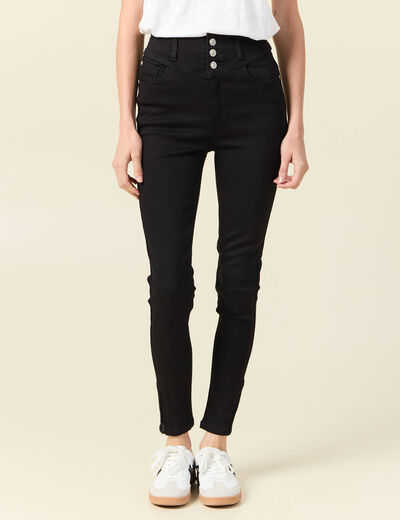 Jeans skinny 7/8ème denim noir femme