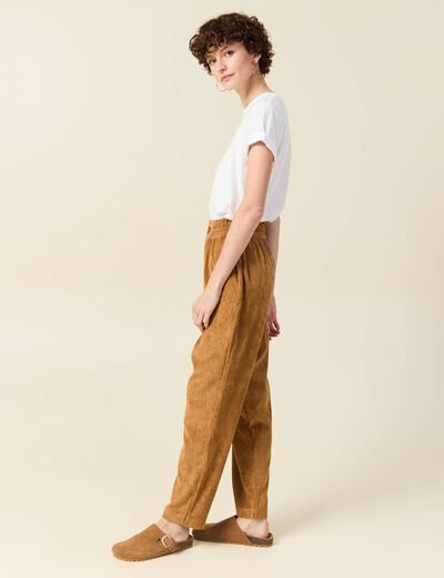 Tregging velours 7/8ème beige femme