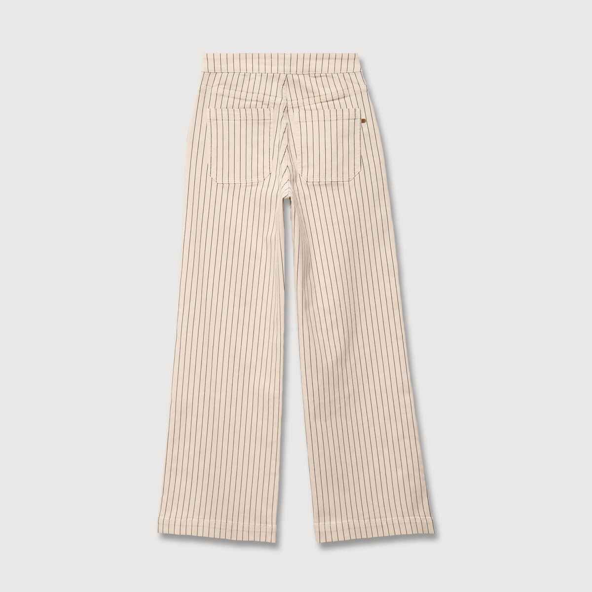 Jeans large taille haute ray&eacute; denim blanc femme