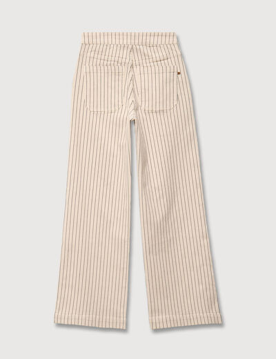 Jeans large taille haute ray&eacute; denim blanc femme