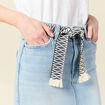 Jupe longue droite en jean denim bleach femme