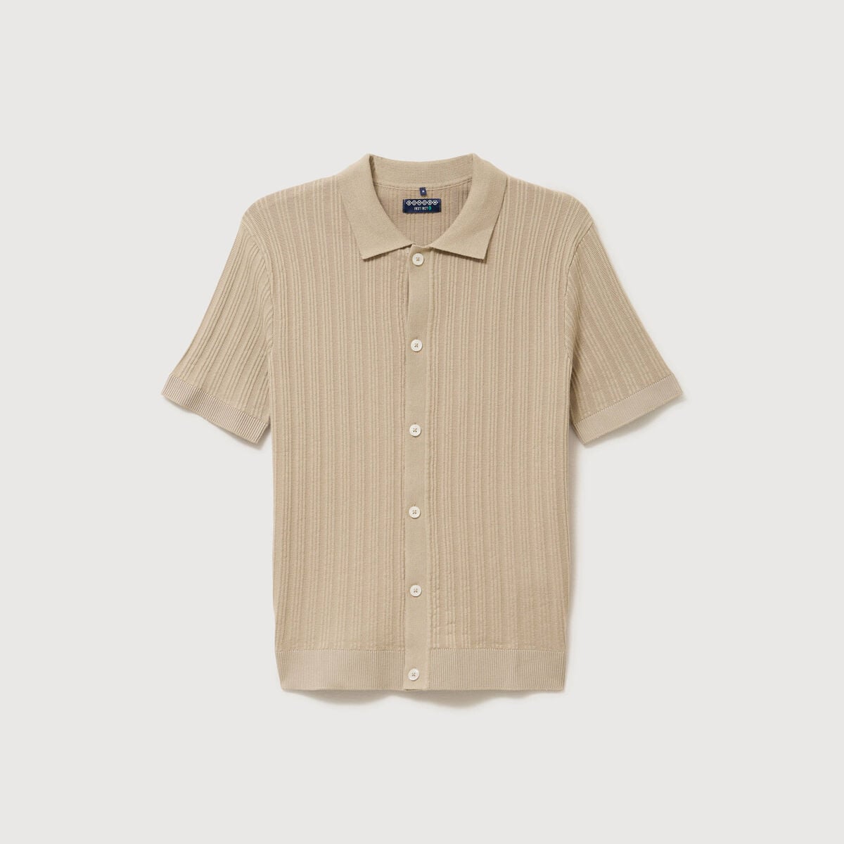 Chemise en coton manches courtes beige homme