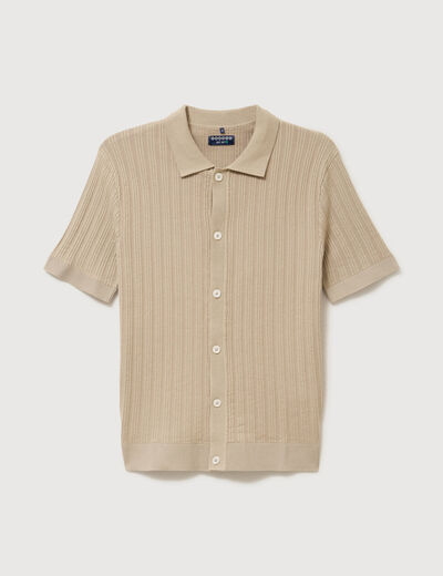 Chemise en coton manches courtes beige homme