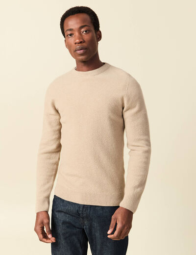 Pull manches longues fabriqu&eacute; en France sable homme