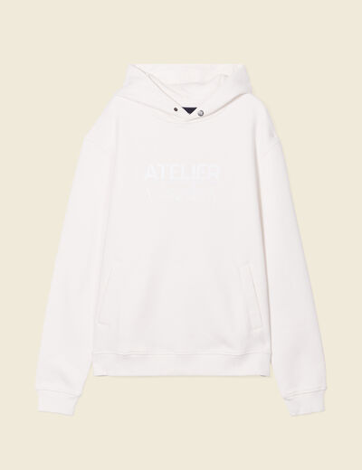 Sweat à capuche ecru homme