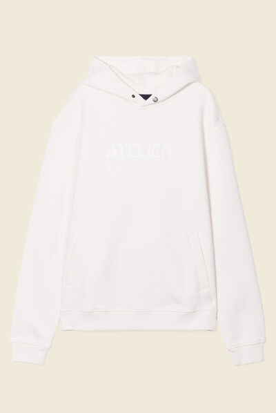 Sweat à capuche ecru homme