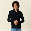 Pull manches longues col châle bleu marine homme