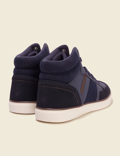 Baskets montantes à lacets bleu marine homme