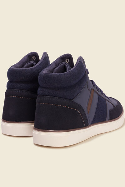 Baskets montantes à lacets bleu marine homme