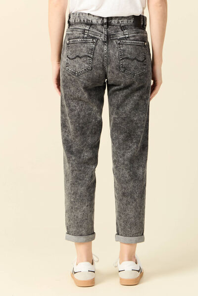 Jeans girlfriend 5 poches denim snow gris femme