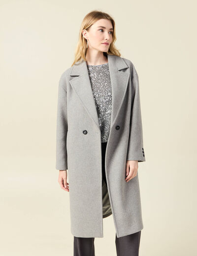 Manteau oversize long gris femme