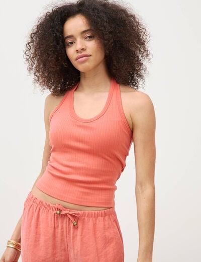 D&eacute;bardeur d&eacute;collet&eacute; brassi&egrave;re int&eacute;gr&eacute;e rouge fonc&eacute; femme