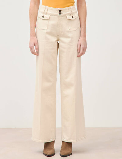 Jeans bootcut taille haute denim blanc femme