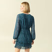 Robe &eacute;vas&eacute;e bas pliss&eacute; bleu canard femme