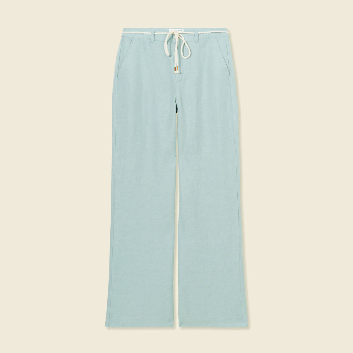 Pantalon loose taille haute vert pastel femme