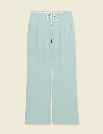 Pantalon loose taille haute vert pastel femme