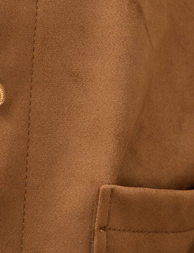 Blouson manches longues col classique marron femme