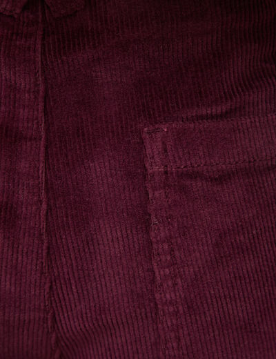 Pantalon large taille haute en velours prune femme