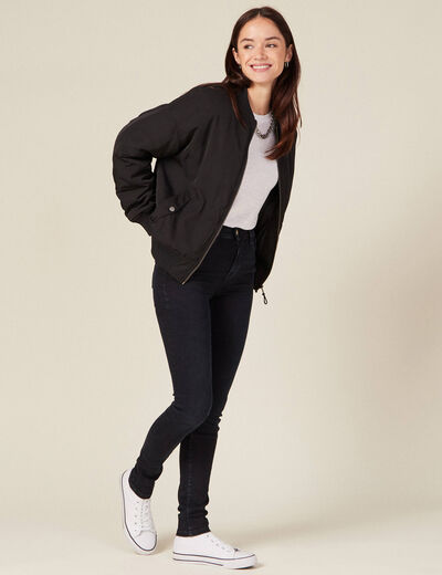 Jeans skinny taille haute denim blue black femme