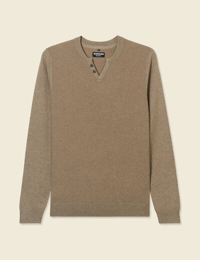 Pull manches longues taupe homme