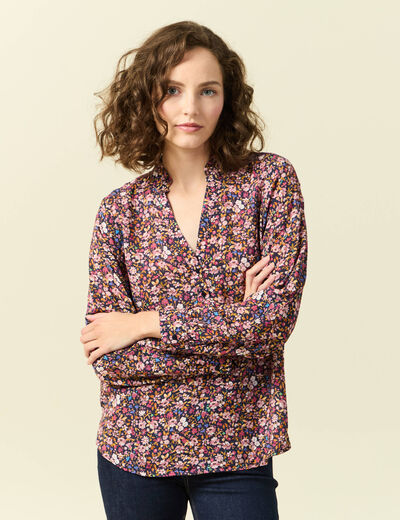 Blouse manches longues bleu marine femme