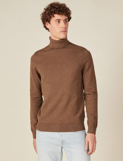 Pull manches longues marron homme