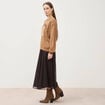 Sweat col rond manches longues marron femme
