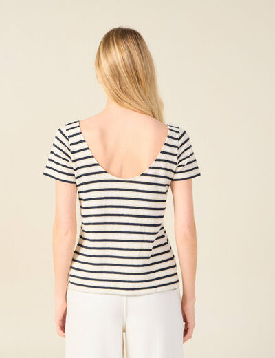 T-shirt manches courtes ecru femme