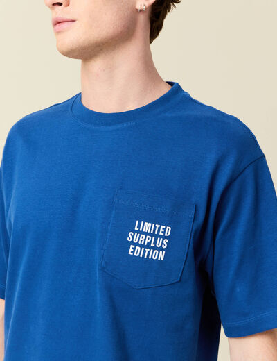 T-shirt oversize en coton bleu roi homme