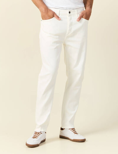 Jeans straight taille tapered denim blanc homme