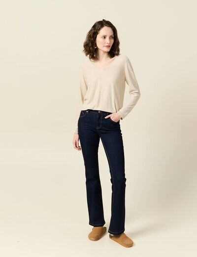 Pull manches longues ecru femme