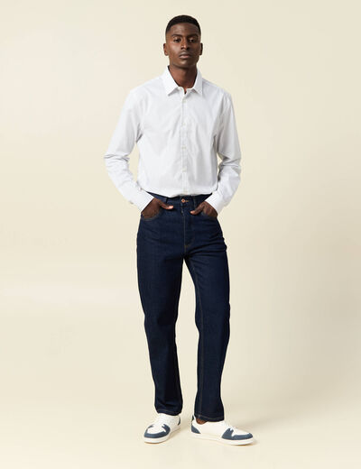Chemise en coton manches longues blanc homme