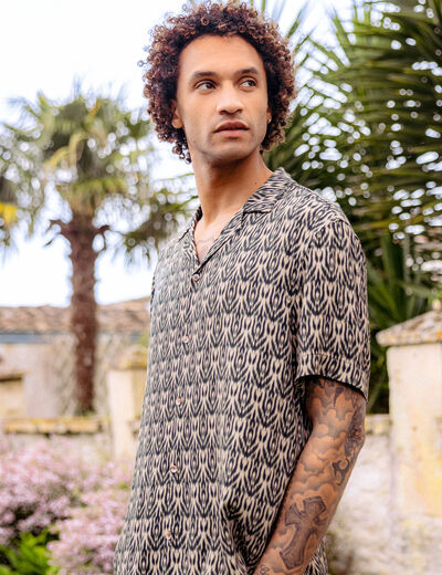 Chemise manches courtes beige homme