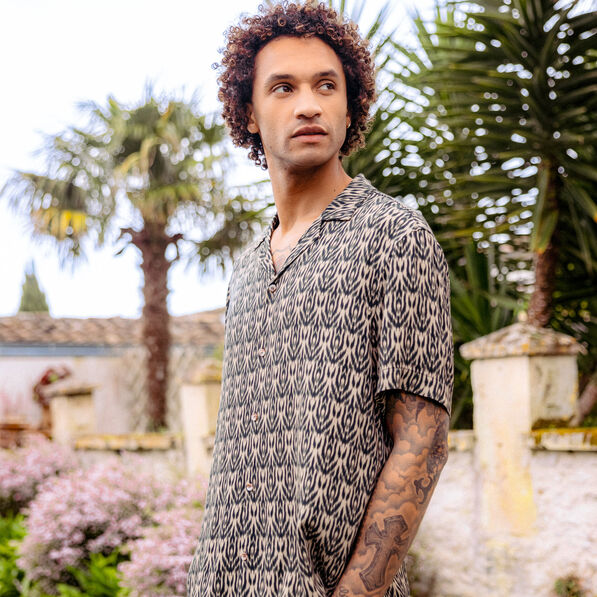 Chemise manches courtes beige homme