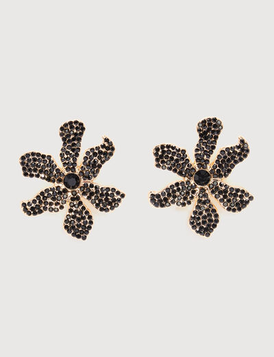 Boucles d'oreilles avec strass noir femme