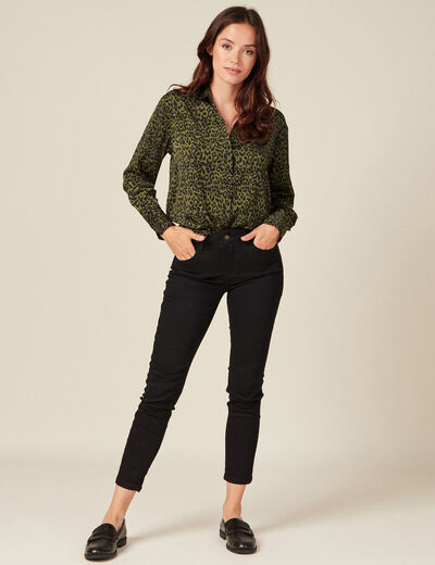 Chemise satin éco-responsable vert kaki femme