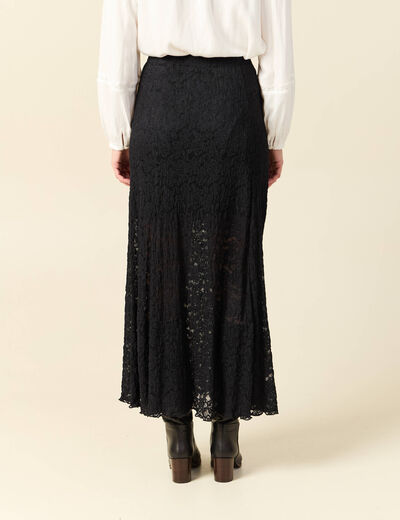 Jupe longue &eacute;vas&eacute;e doubl&eacute;e noir femme