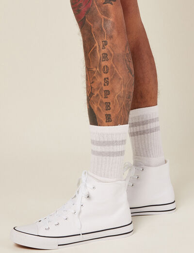 Tennis en toile à lacets blanc homme