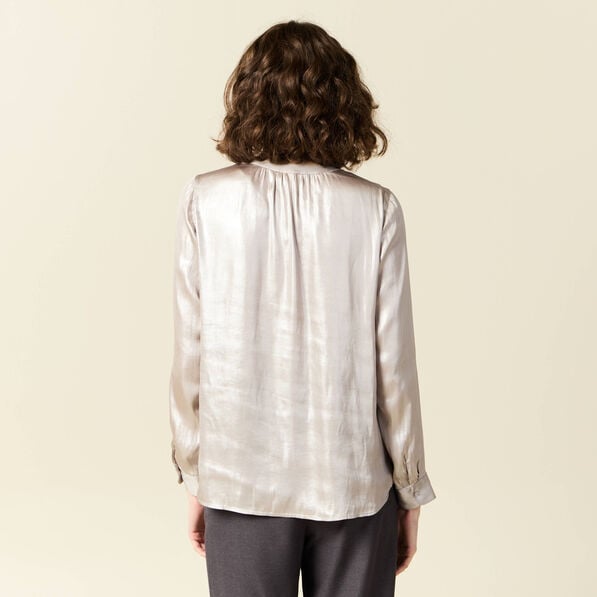 blouse manches longues irisee gris argent femme Blouse manches longues irisée gris argent femme