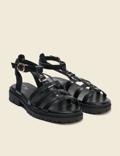 Sandales crantées noir femme